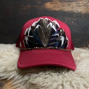 Red White and Blue Feather Trucker Hat